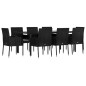 vidaXL Set de comedor de jardín 9 pzas y cojines ratán sintético negro vidaXL Set de comedor de jardín 9 pzas y cojines ratán sintético negro