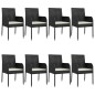 vidaXL Set de comedor de jardín 9 pzas y cojines ratán sintético negro vidaXL Set de comedor de jardín 9 pzas y cojines ratán sintético negro