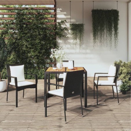 vidaXL Set de muebles jardín 5 pzas con cojines ratán sintético negro