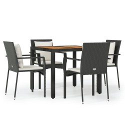 vidaXL Set de muebles jardín 5 pzas con cojines ratán sintético negro