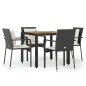 vidaXL Set de muebles jardín 5 pzas con cojines ratán sintético negro vidaXL Set de muebles jardín 5 pzas con cojines ratán sintético negro