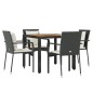 vidaXL Set de muebles jardín 5 pzas con cojines ratán sintético negro vidaXL Set de muebles jardín 5 pzas con cojines ratán sintético negro