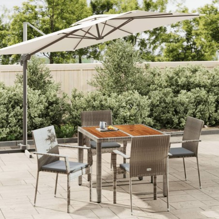vidaXL Set comedor de jardín 5 piezas con cojines ratán sintético gris