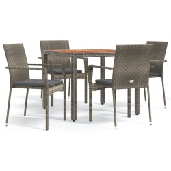 vidaXL Set comedor de jardín 5 piezas con cojines ratán sintético gris