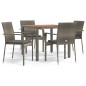 vidaXL Set comedor de jardín 5 piezas con cojines ratán sintético gris vidaXL Set comedor de jardín 5 piezas con cojines ratán sintético gris