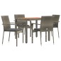 vidaXL Set comedor de jardín 5 piezas con cojines ratán sintético gris vidaXL Set comedor de jardín 5 piezas con cojines ratán sintético gris