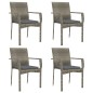 vidaXL Set comedor de jardín 5 piezas con cojines ratán sintético gris vidaXL Set comedor de jardín 5 piezas con cojines ratán sintético gris