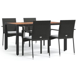 vidaXL Set de muebles jardín 5 pzas con cojines ratán sintético negro