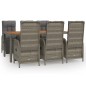 vidaXL Set comedor jardín 7 pzas y cojines ratán sintético gris vidaXL Set comedor jardín 7 pzas y cojines ratán sintético gris