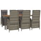 vidaXL Set comedor jardín 7 pzas y cojines ratán sintético gris vidaXL Set comedor jardín 7 pzas y cojines ratán sintético gris
