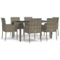vidaXL Set comedor jardín 7 pzas y cojines ratán sintético gris vidaXL Set comedor jardín 7 pzas y cojines ratán sintético gris