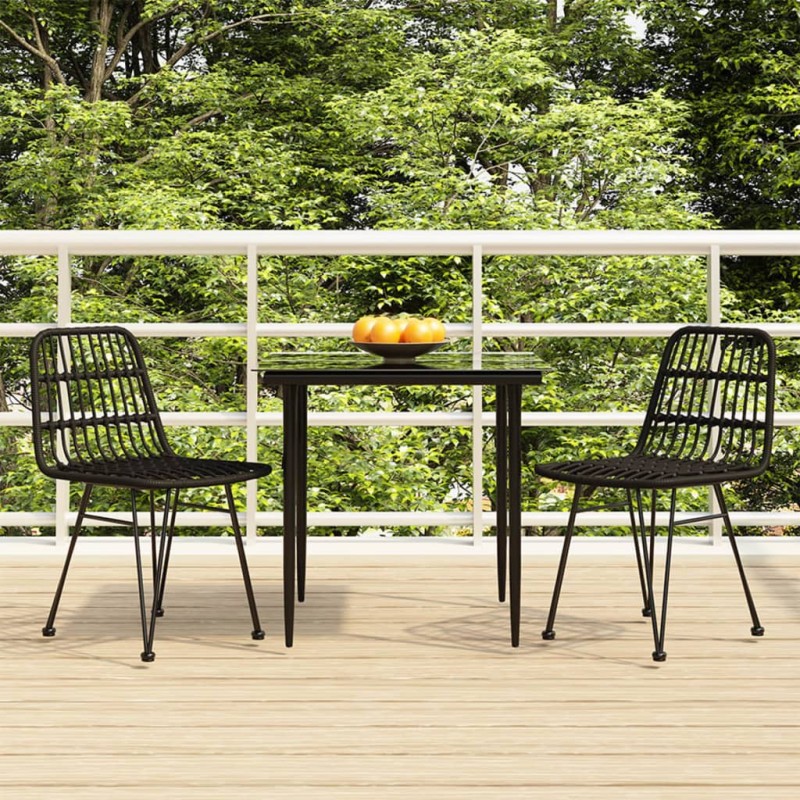 vidaXL Juego de comedor de jardín 3 piezas ratán sintético negro vidaXL Juego de comedor de jardín 3 piezas ratán sintético negro
