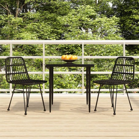 vidaXL Juego de comedor de jardín 3 piezas ratán sintético negro