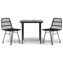 vidaXL Juego de comedor de jardín 3 piezas ratán sintético negro