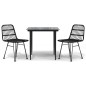 vidaXL Juego de comedor de jardín 3 piezas ratán sintético negro vidaXL Juego de comedor de jardín 3 piezas ratán sintético negro