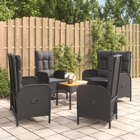vidaXL Set de muebles jardín 5 pzas con cojines ratán sintético negro