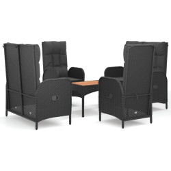 vidaXL Set de muebles jardín 5 pzas con cojines ratán sintético negro
