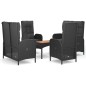 vidaXL Set de muebles jardín 5 pzas con cojines ratán sintético negro vidaXL Set de muebles jardín 5 pzas con cojines ratán sintético negro