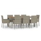 vidaXL Set comedor jardín 9 pzas y cojines ratán sintético gris vidaXL Set comedor jardín 9 pzas y cojines ratán sintético gris