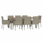 vidaXL Set comedor jardín 9 pzas y cojines ratán sintético gris vidaXL Set comedor jardín 9 pzas y cojines ratán sintético gris