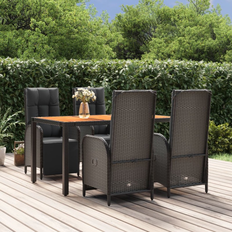 vidaXL Set de muebles jardín 5 pzas con cojines ratán sintético negro vidaXL Set de muebles jardín 5 pzas con cojines ratán sintético negro