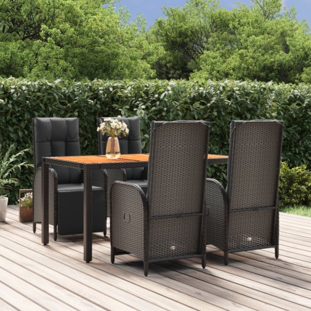 vidaXL Set de muebles jardín 5 pzas con cojines ratán sintético negro