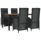 vidaXL Set de muebles jardín 5 pzas con cojines ratán sintético negro vidaXL Set de muebles jardín 5 pzas con cojines ratán sintético negro