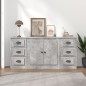 vidaXL Aparadores 3 piezas madera contrachapada gris hormigón vidaXL Aparadores 3 piezas madera contrachapada gris hormigón