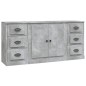 vidaXL Aparadores 3 piezas madera contrachapada gris hormigón vidaXL Aparadores 3 piezas madera contrachapada gris hormigón