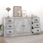 vidaXL Aparadores 3 piezas madera contrachapada gris hormigón vidaXL Aparadores 3 piezas madera contrachapada gris hormigón