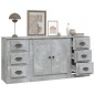 vidaXL Aparadores 3 piezas madera contrachapada gris hormigón vidaXL Aparadores 3 piezas madera contrachapada gris hormigón