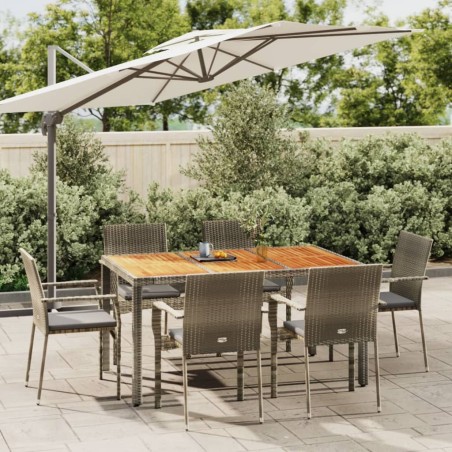 vidaXL Set comedor jardín 7 pzas y cojines ratán sintético gris
