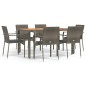 vidaXL Set comedor jardín 7 pzas y cojines ratán sintético gris vidaXL Set comedor jardín 7 pzas y cojines ratán sintético gris