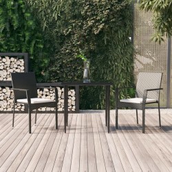 vidaXL Set comedor de jardín 3 pzas con cojines ratán sintético negro