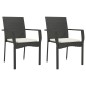 vidaXL Set comedor de jardín 3 pzas con cojines ratán sintético negro