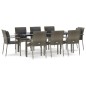 vidaXL Set comedor jardín 9 pzas y cojines ratán sintético negro gris vidaXL Set comedor jardín 9 pzas y cojines ratán sintético negro gris