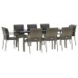 vidaXL Set comedor jardín 9 pzas y cojines ratán sintético negro gris vidaXL Set comedor jardín 9 pzas y cojines ratán sintético negro gris