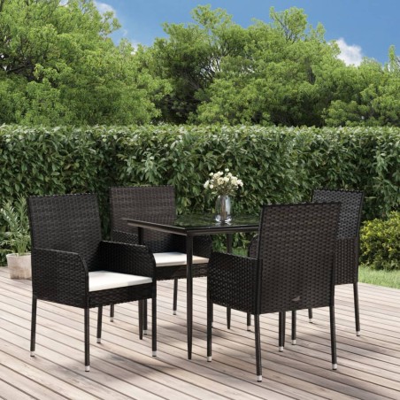 vidaXL Set de muebles jardín 5 pzas con cojines ratán sintético negro