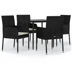 vidaXL Set de muebles jardín 5 pzas con cojines ratán sintético negro