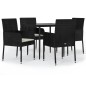 vidaXL Set de muebles jardín 5 pzas con cojines ratán sintético negro vidaXL Set de muebles jardín 5 pzas con cojines ratán sintético negro