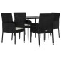 vidaXL Set de muebles jardín 5 pzas con cojines ratán sintético negro vidaXL Set de muebles jardín 5 pzas con cojines ratán sintético negro