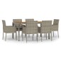 vidaXL Set comedor jardín 7 pzas y cojines ratán sintético gris vidaXL Set comedor jardín 7 pzas y cojines ratán sintético gris
