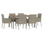 vidaXL Set comedor jardín 7 pzas y cojines ratán sintético gris vidaXL Set comedor jardín 7 pzas y cojines ratán sintético gris