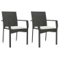 vidaXL Set comedor de jardín 3 pzas con cojines ratán sintético negro vidaXL Set comedor de jardín 3 pzas con cojines ratán sintético negro