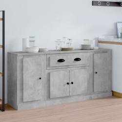vidaXL Aparadores 3 piezas madera contrachapada gris hormigón
