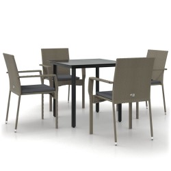 vidaXL Set comedor jardín 5 pzas y cojines ratán sintético negro gris