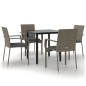 vidaXL Set comedor jardín 5 pzas y cojines ratán sintético negro gris vidaXL Set comedor jardín 5 pzas y cojines ratán sintético negro gris