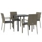vidaXL Set comedor jardín 5 pzas y cojines ratán sintético negro gris vidaXL Set comedor jardín 5 pzas y cojines ratán sintético negro gris