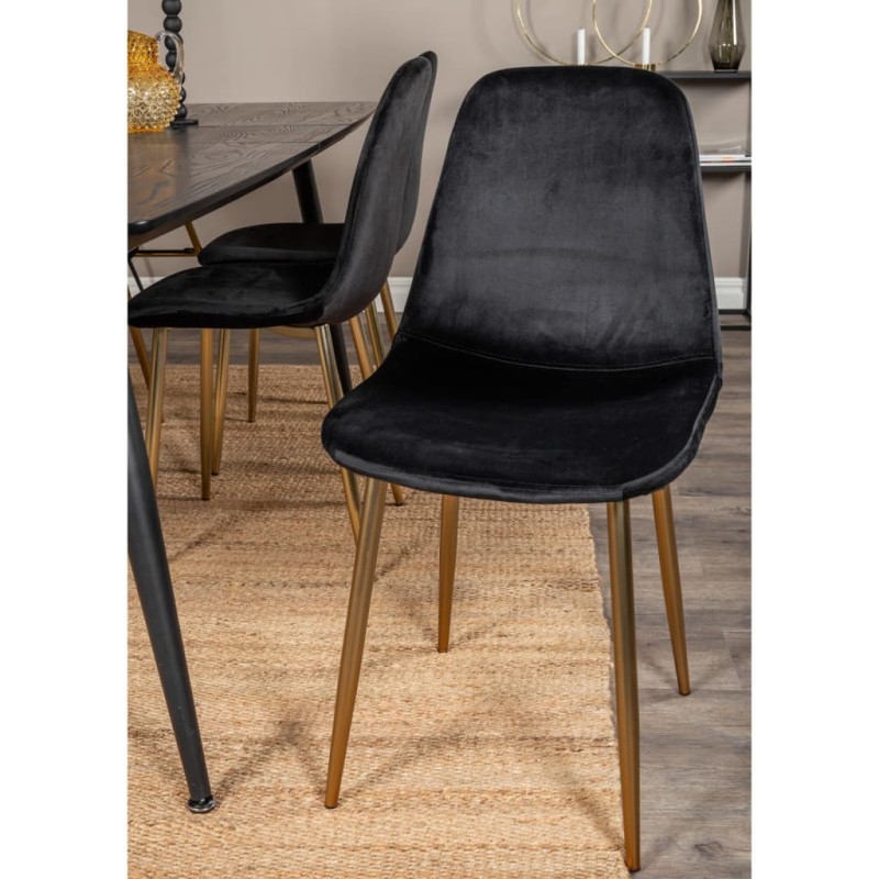 Venture Home Sillas de comedor 2 uds Polar terciopelo negro y latón Venture Home Sillas de comedor 2 uds Polar terciopelo negro y latón