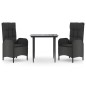 vidaXL Set comedor de jardín 3 pzas con cojines ratán sintético negro vidaXL Set comedor de jardín 3 pzas con cojines ratán sintético negro